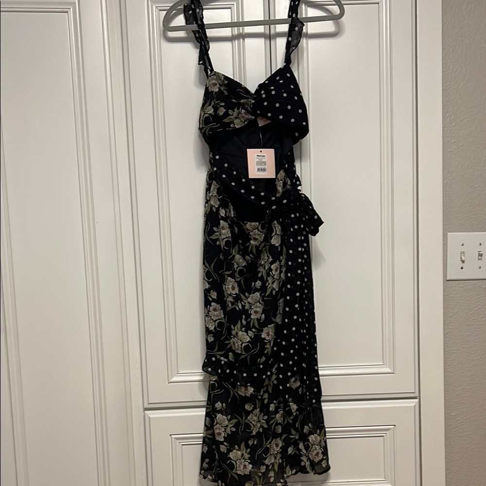 Showpo. Floral Black Dress - NWT